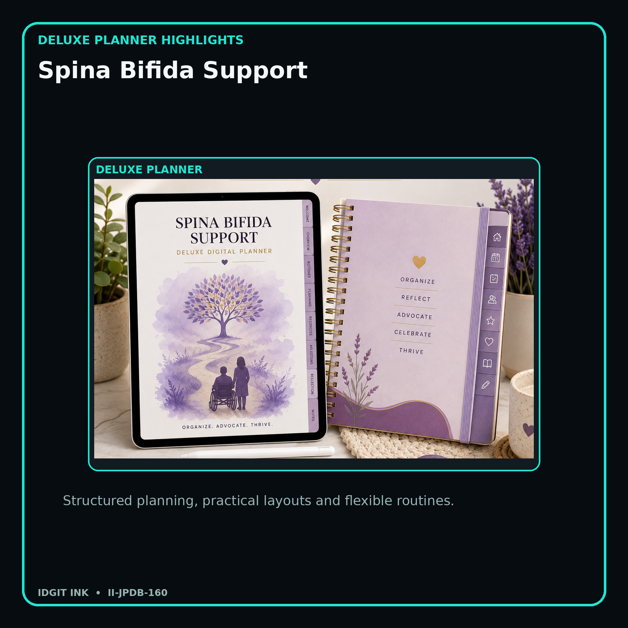 Spina Bifida Support deluxe digital planner features and flexible organization