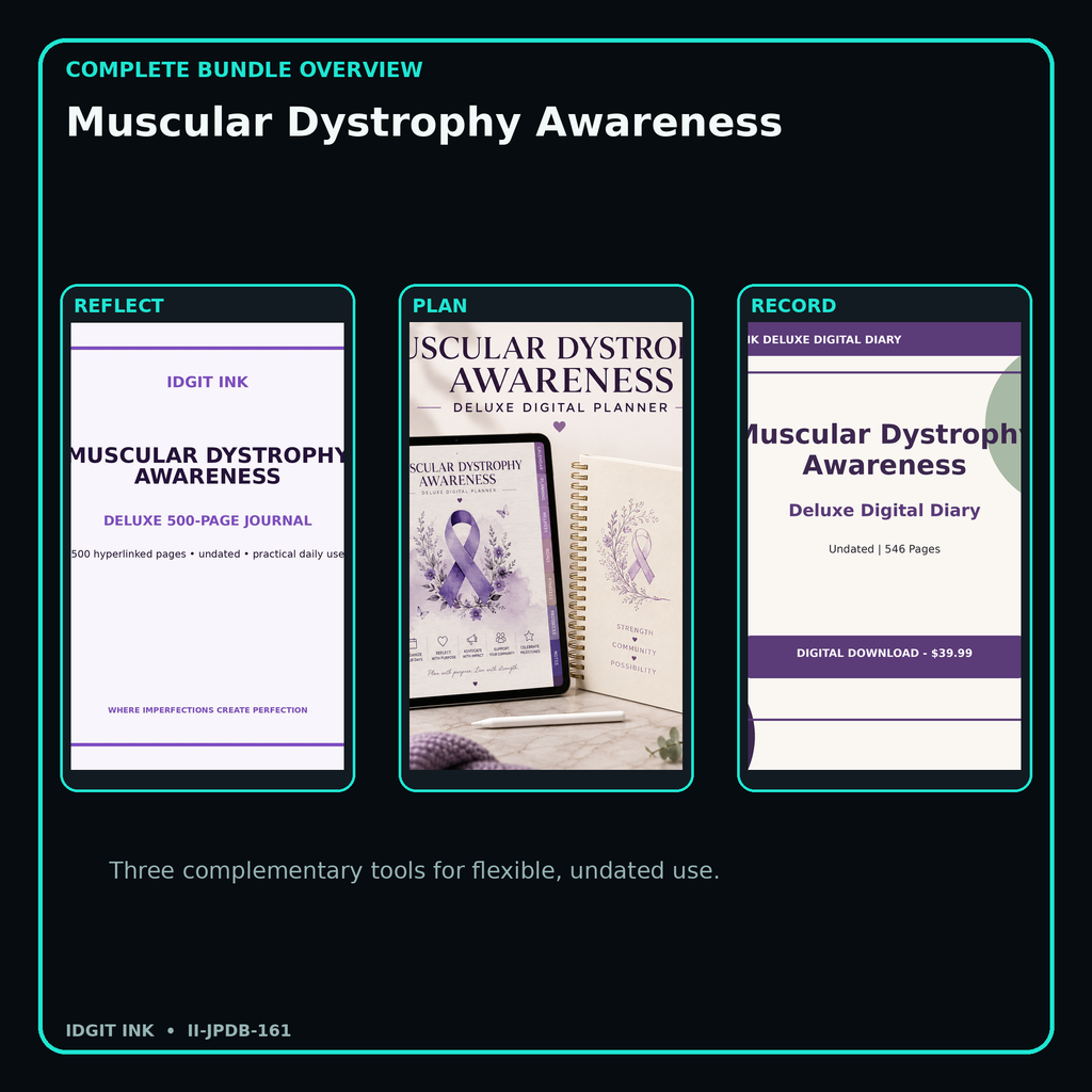 Muscular Dystrophy Awareness complete three-product digital bundle overview