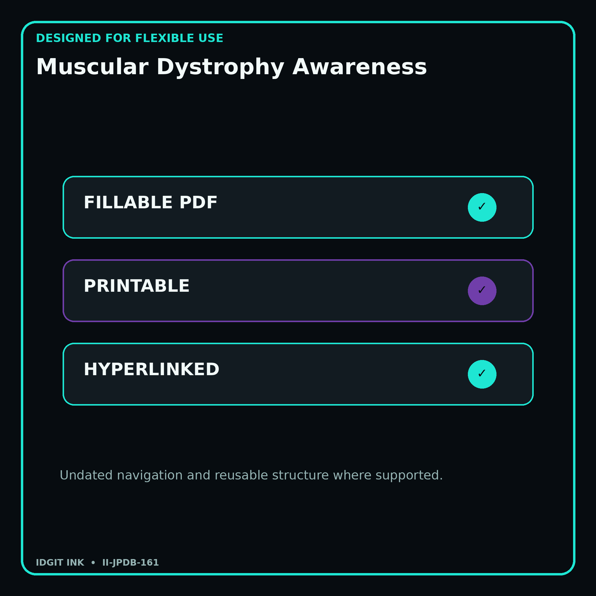 Muscular Dystrophy Awareness fillable printable and hyperlinked digital features