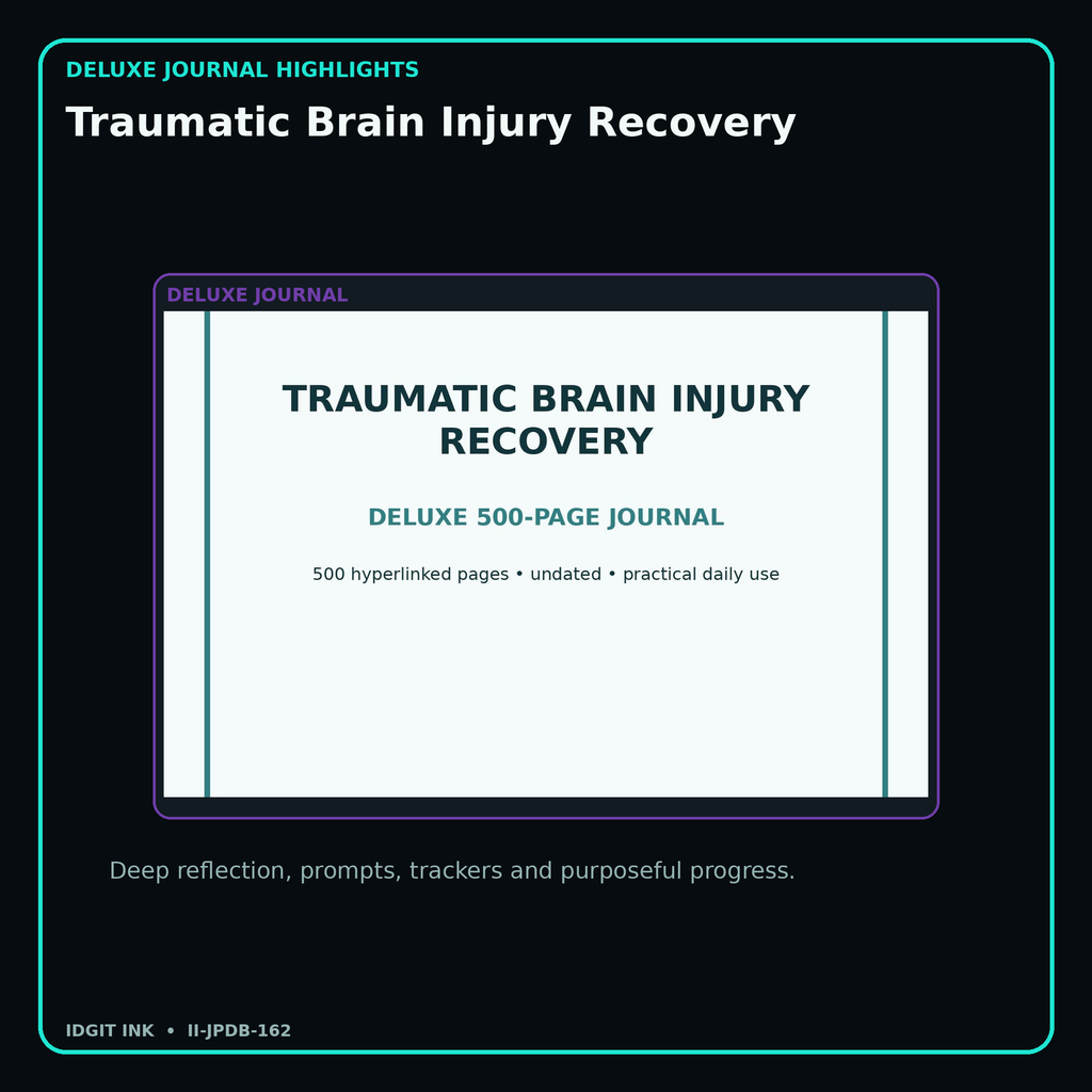 Traumatic Brain Injury Recovery deluxe digital journal features and guided reflection pages