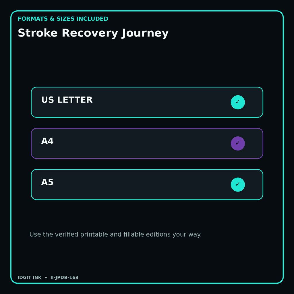 Stroke Recovery Journey digital bundle formats in US Letter A4 and A5