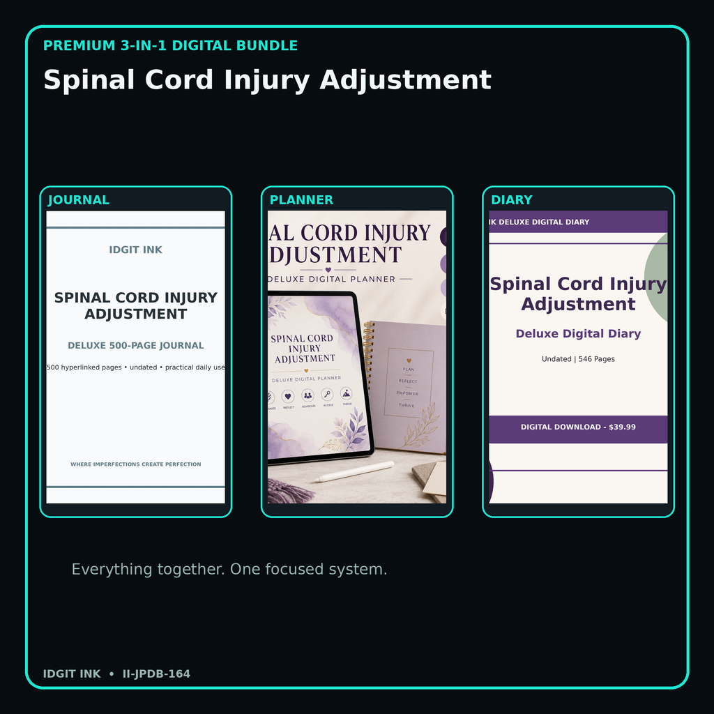 Spinal Cord Injury Adjustment premium digital journal planner and diary bundle cover
