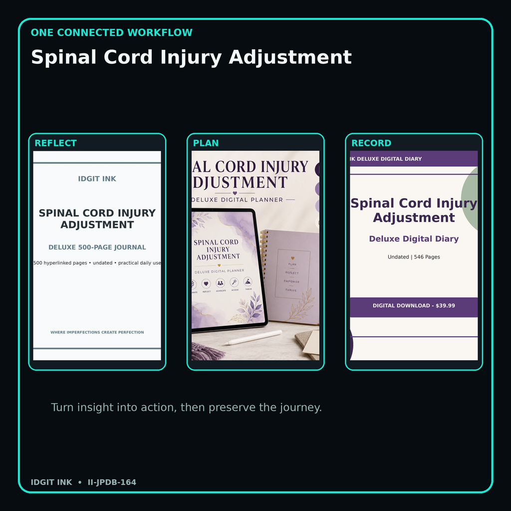 Spinal Cord Injury Adjustment connected journal planner diary workflow and customer benefits