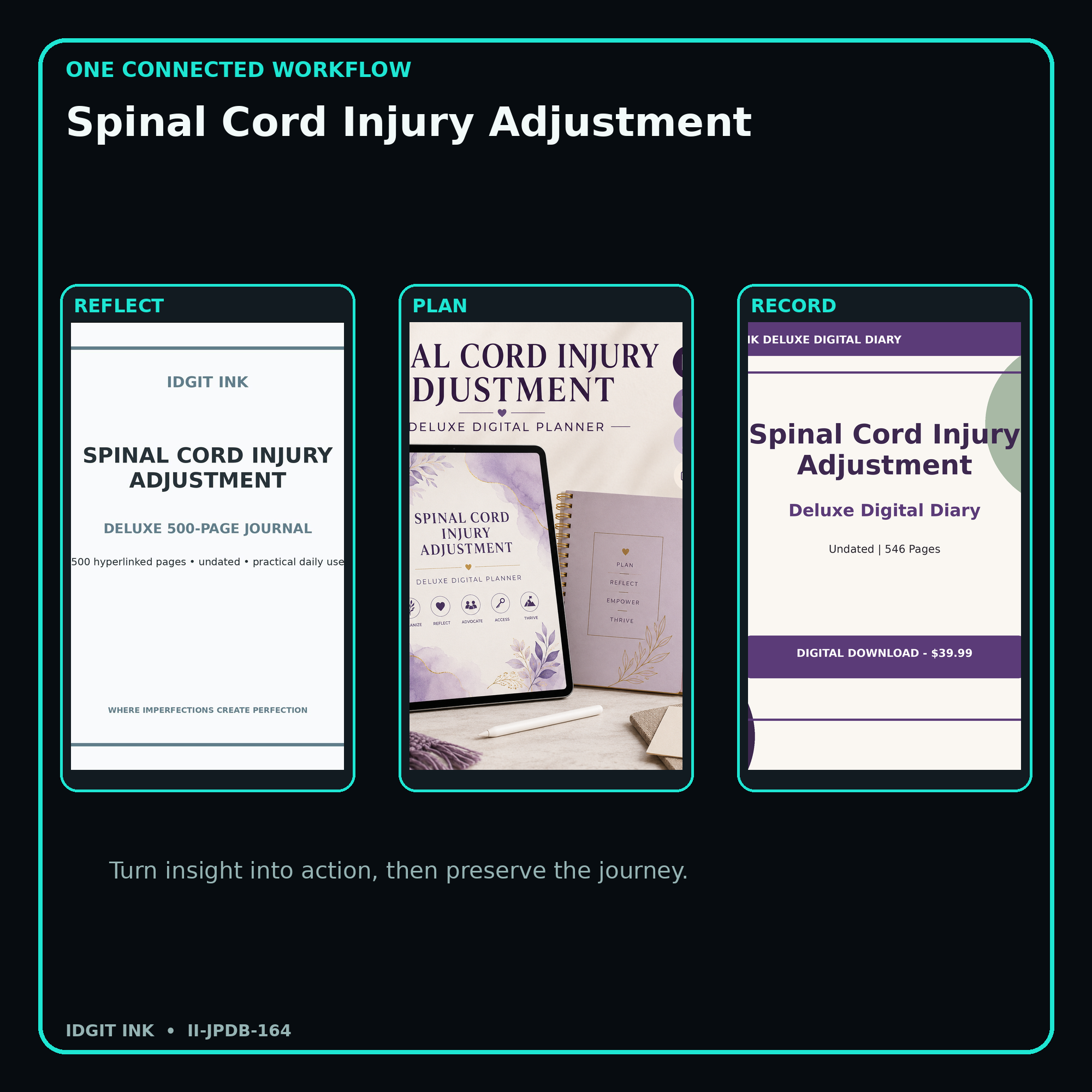 Spinal Cord Injury Adjustment connected journal planner diary workflow and customer benefits