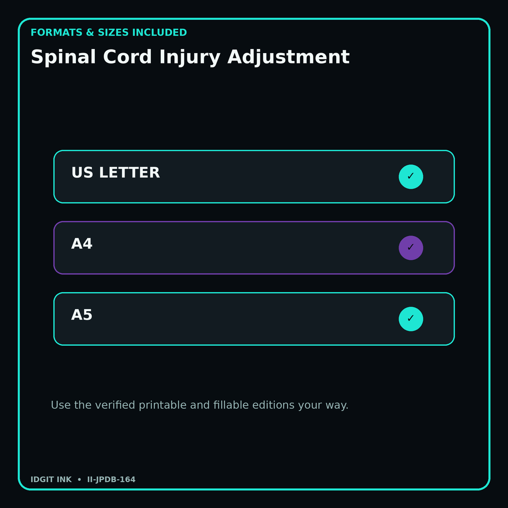 Spinal Cord Injury Adjustment digital bundle formats in US Letter A4 and A5