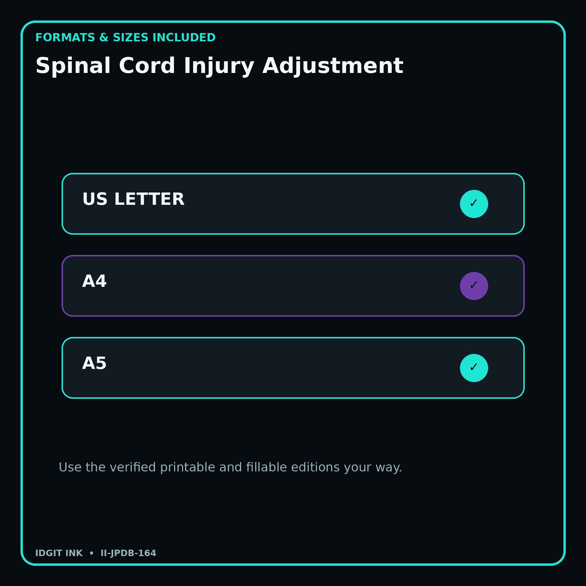 Spinal Cord Injury Adjustment digital bundle formats in US Letter A4 and A5