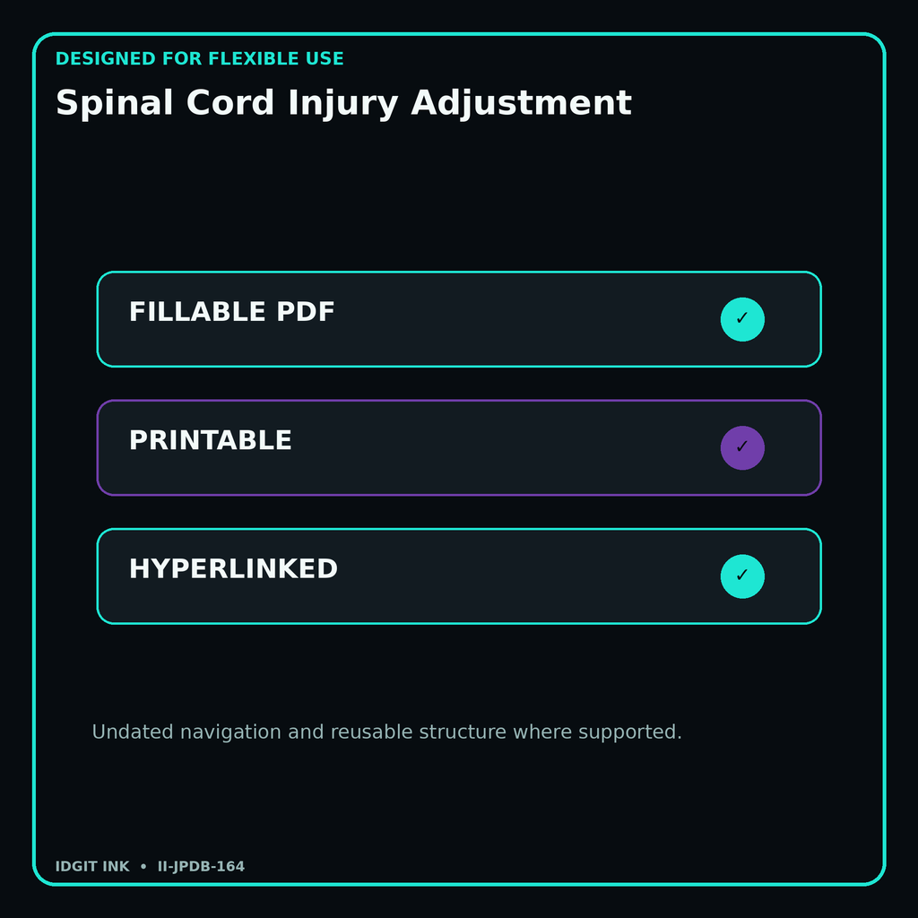 Spinal Cord Injury Adjustment fillable printable and hyperlinked digital features