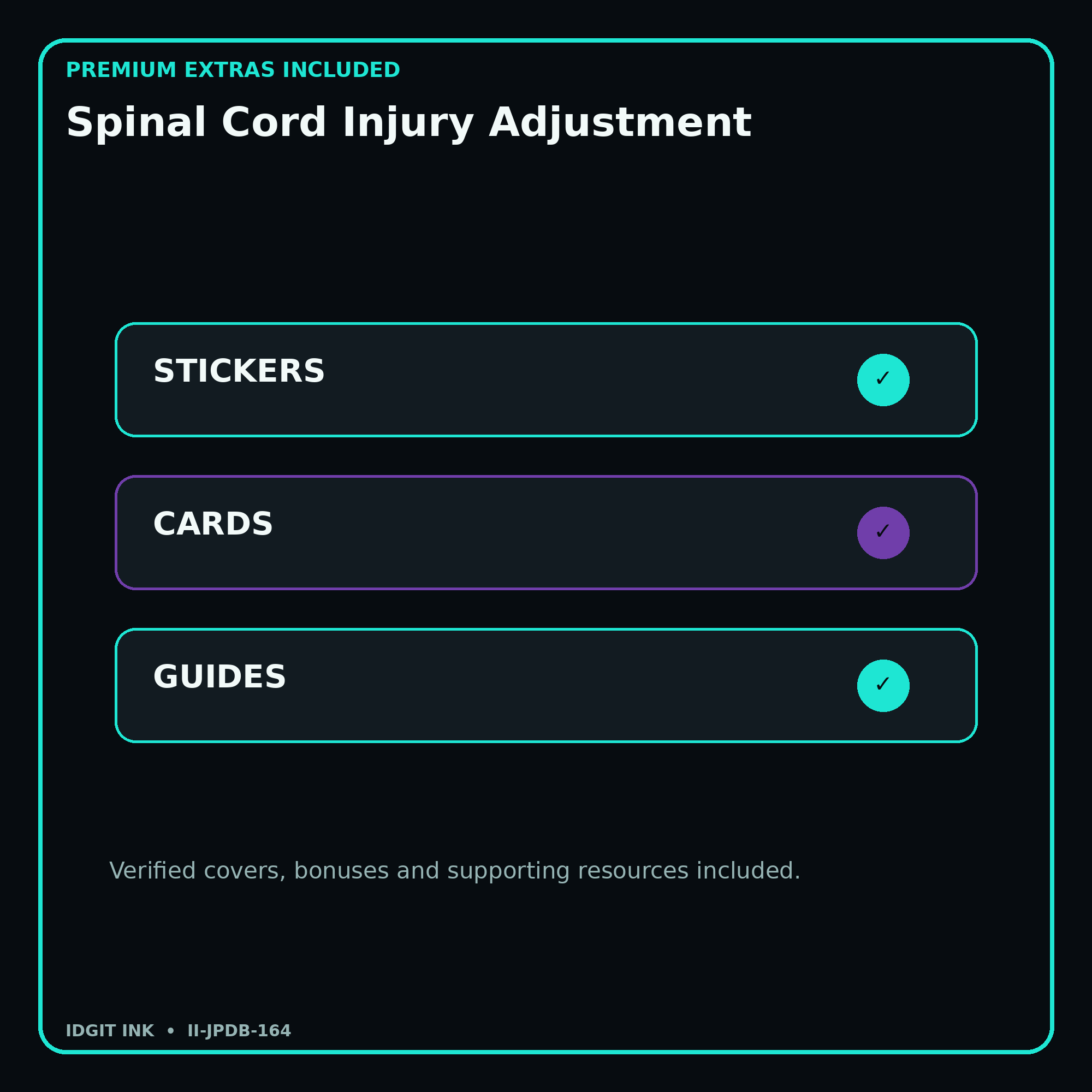 Spinal Cord Injury Adjustment stickers cards covers guides and verified bundle bonuses
