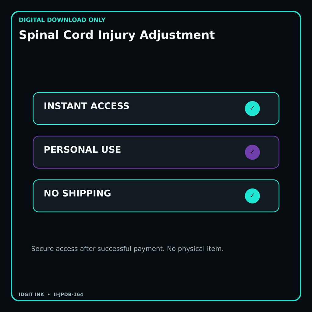 Spinal Cord Injury Adjustment secure digital download personal-use and no-shipping notice