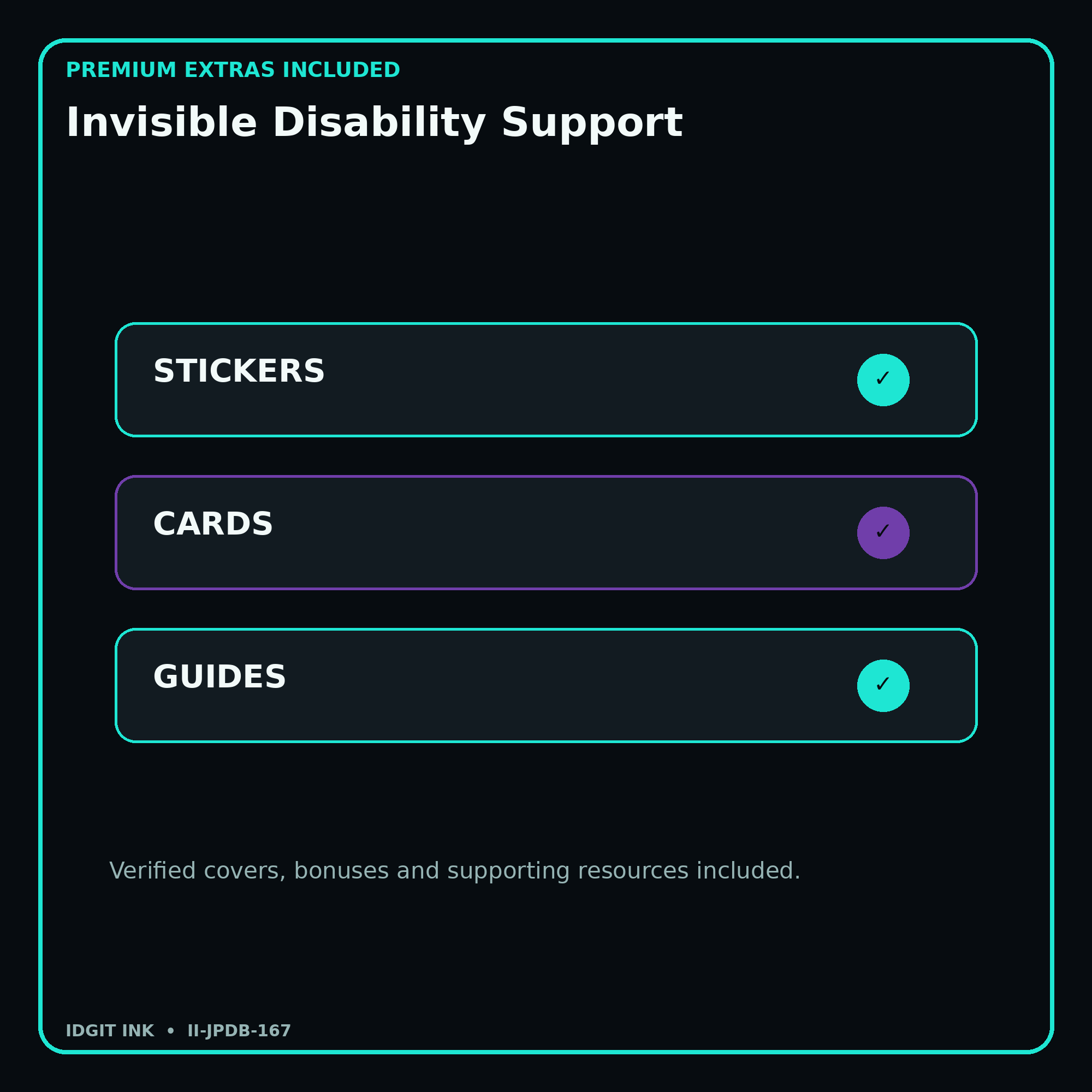 Invisible Disability Support stickers cards covers guides and verified bundle bonuses