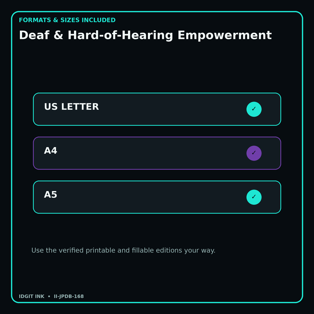 Deaf & Hard-of-Hearing Empowerment digital bundle formats in US Letter A4 and A5