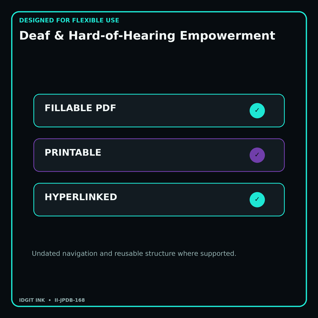 Deaf & Hard-of-Hearing Empowerment fillable printable and hyperlinked digital features