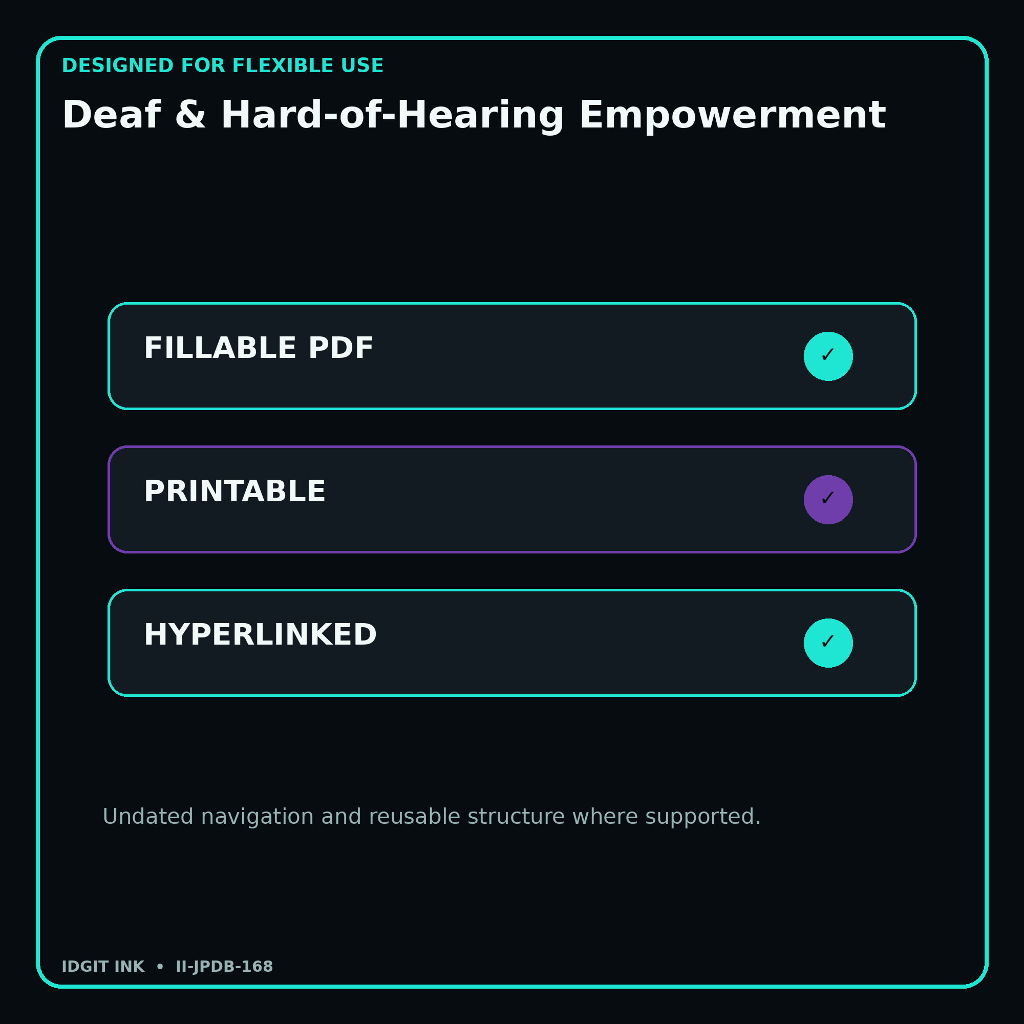 Deaf & Hard-of-Hearing Empowerment fillable printable and hyperlinked digital features
