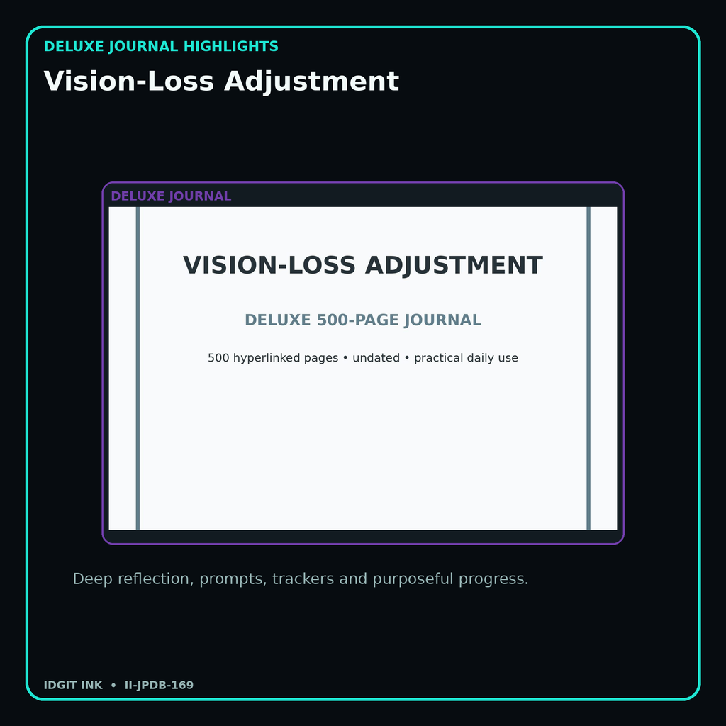 Vision-Loss Adjustment deluxe digital journal features and guided reflection pages
