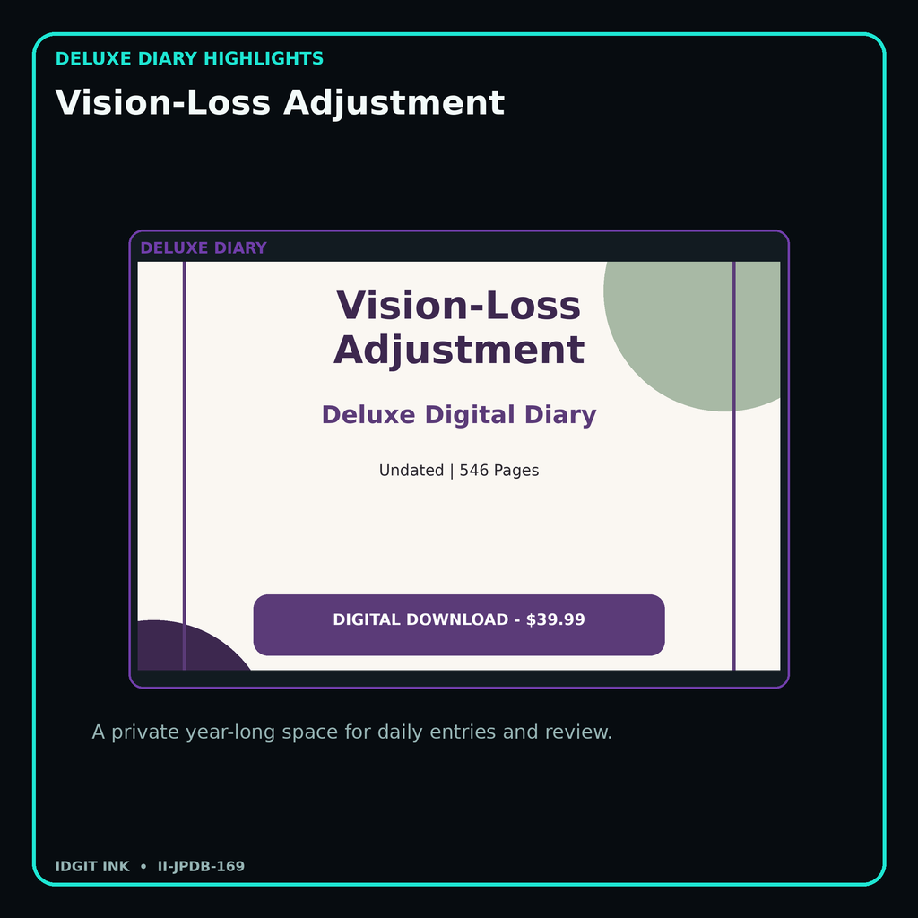 Vision-Loss Adjustment deluxe digital diary features and undated daily entries