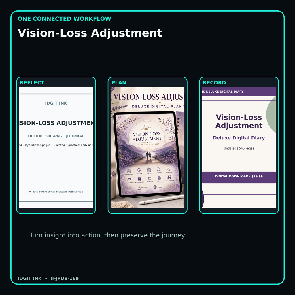 Vision-Loss Adjustment connected journal planner diary workflow and customer benefits