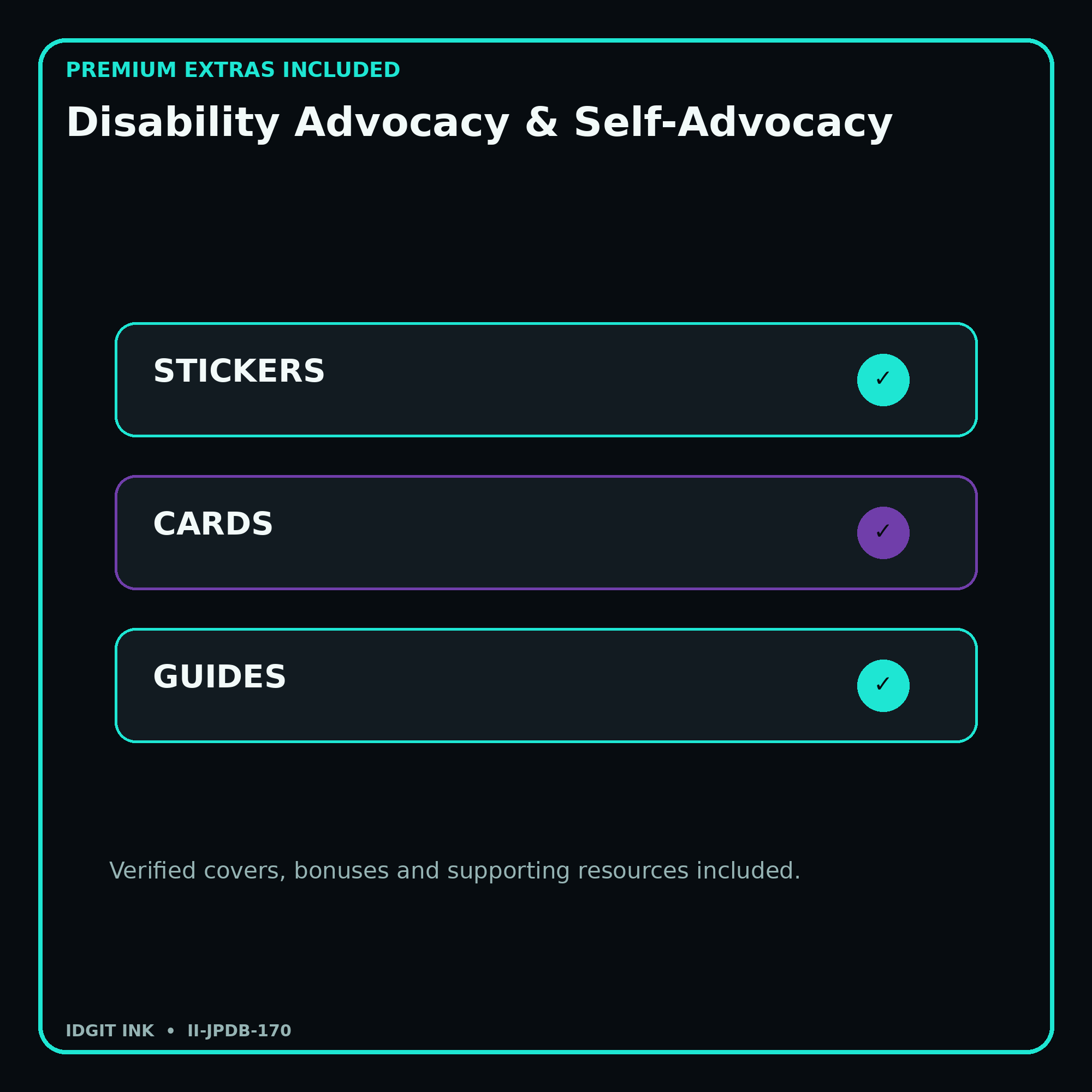 Disability Advocacy & Self-Advocacy stickers cards covers guides and verified bundle bonuses