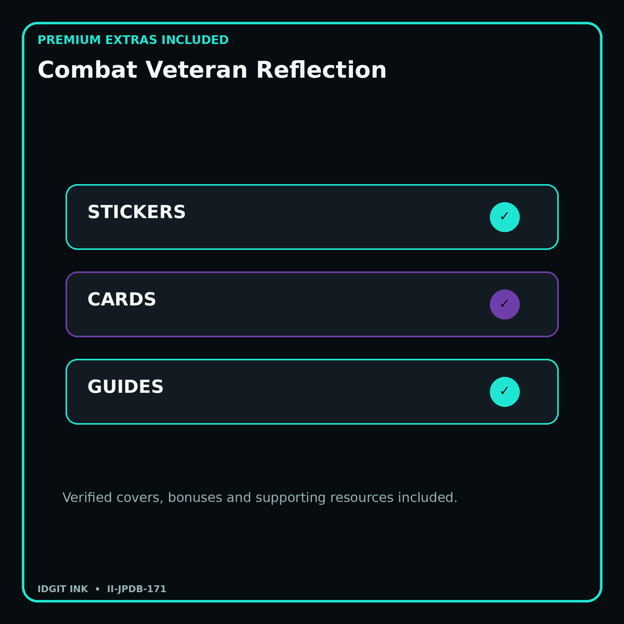 Combat Veteran Reflection stickers cards covers guides and verified bundle bonuses