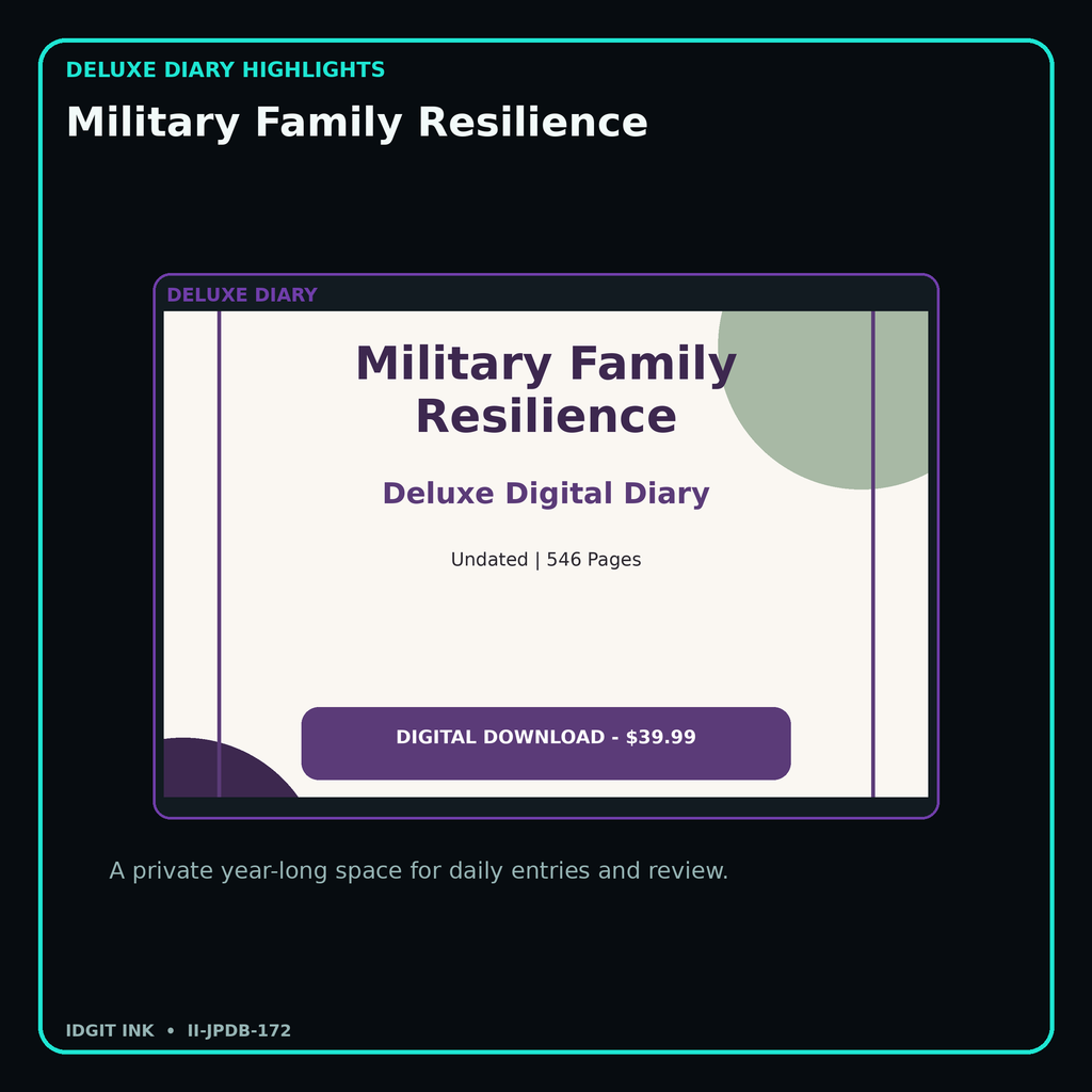 Military Family Resilience deluxe digital diary features and undated daily entries