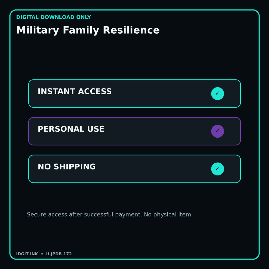 Military Family Resilience secure digital download personal-use and no-shipping notice