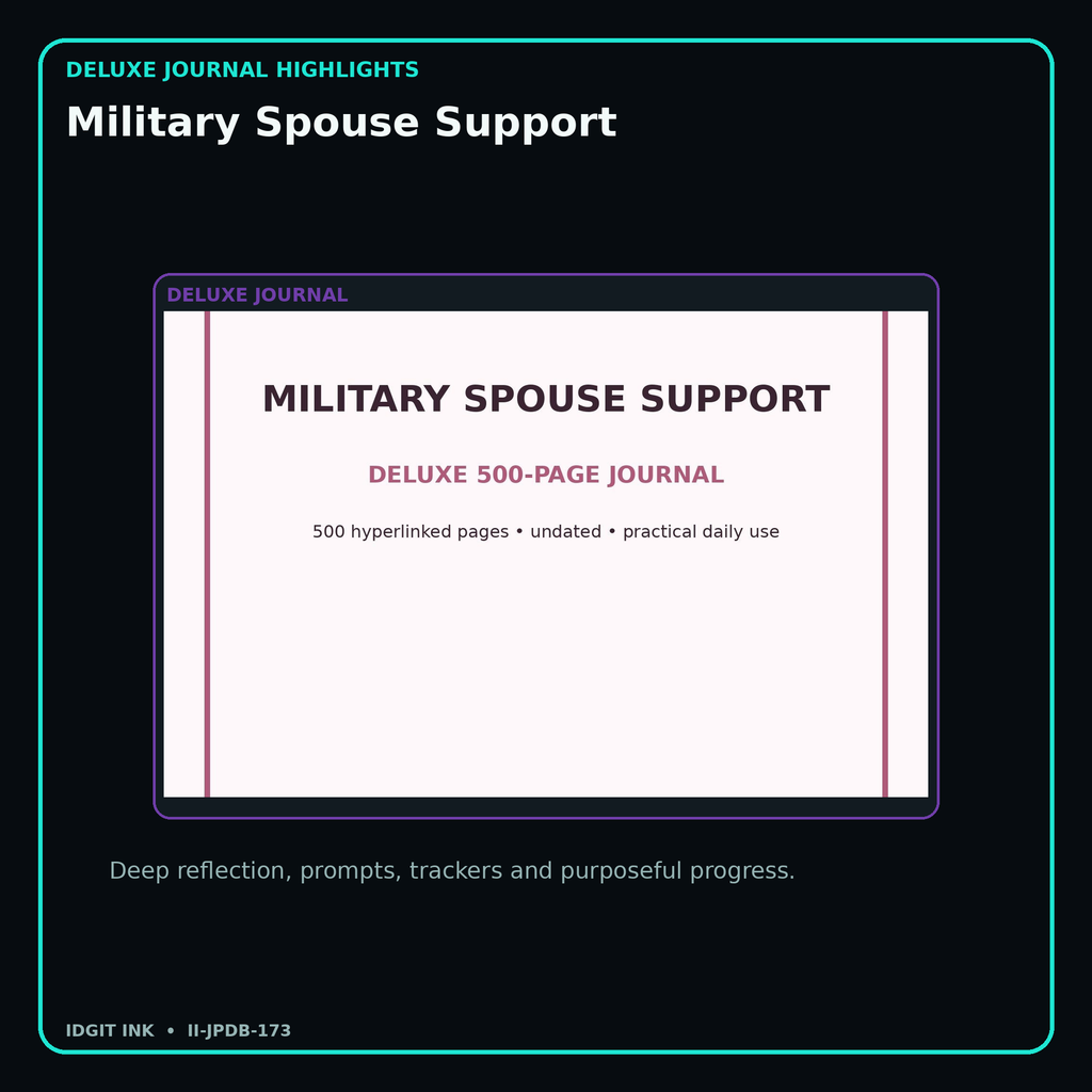 Military Spouse Support deluxe digital journal features and guided reflection pages