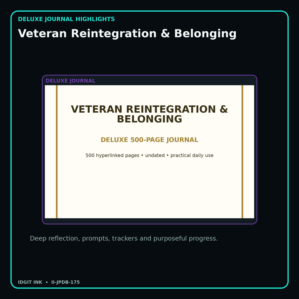 Veteran Reintegration & Belonging deluxe digital journal features and guided reflection pages
