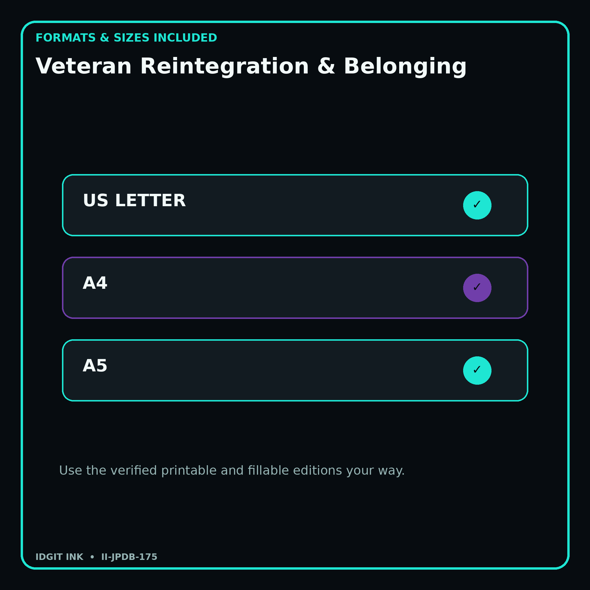 Veteran Reintegration & Belonging digital bundle formats in US Letter A4 and A5