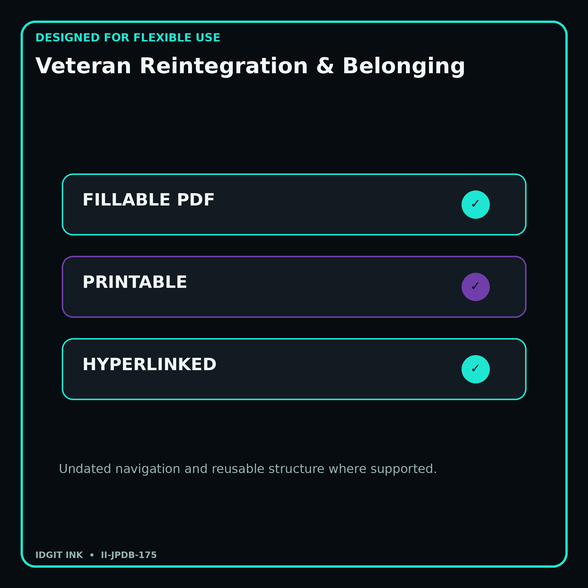 Veteran Reintegration & Belonging fillable printable and hyperlinked digital features