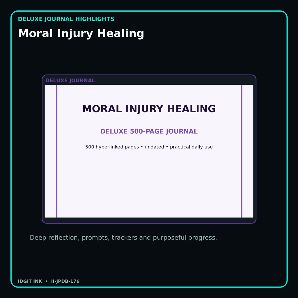 Moral Injury Healing deluxe digital journal features and guided reflection pages