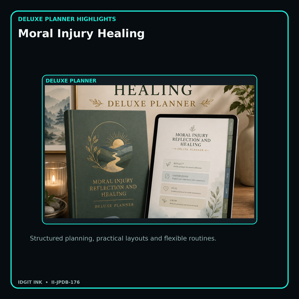 Moral Injury Healing deluxe digital planner features and flexible organization