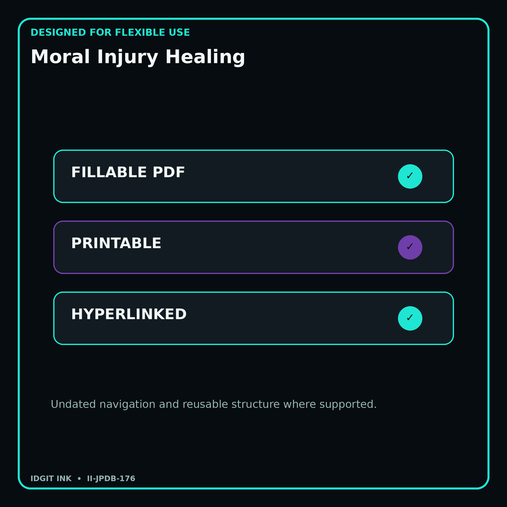 Moral Injury Healing fillable printable and hyperlinked digital features