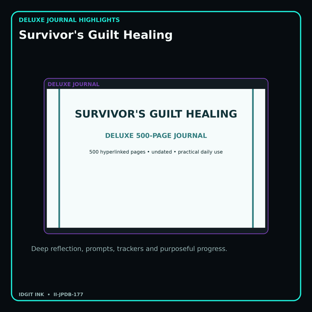 Survivor's Guilt Healing deluxe digital journal features and guided reflection pages