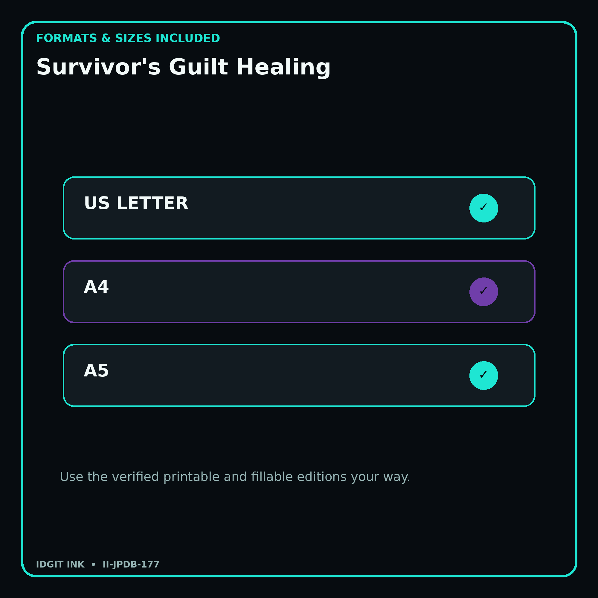 Survivor's Guilt Healing digital bundle formats in US Letter A4 and A5