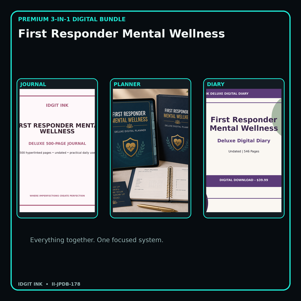 First Responder Mental Wellness premium digital journal planner and diary bundle cover