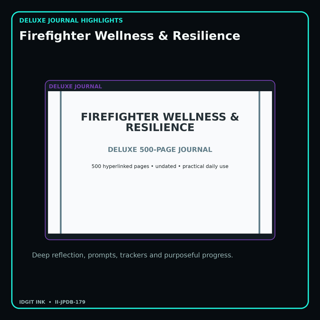 Firefighter Wellness & Resilience deluxe digital journal features and guided reflection pages