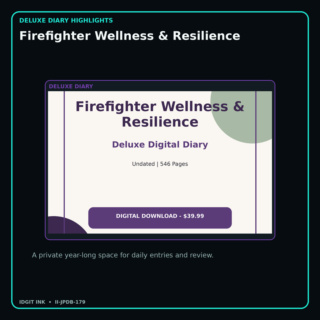 Firefighter Wellness & Resilience deluxe digital diary features and undated daily entries