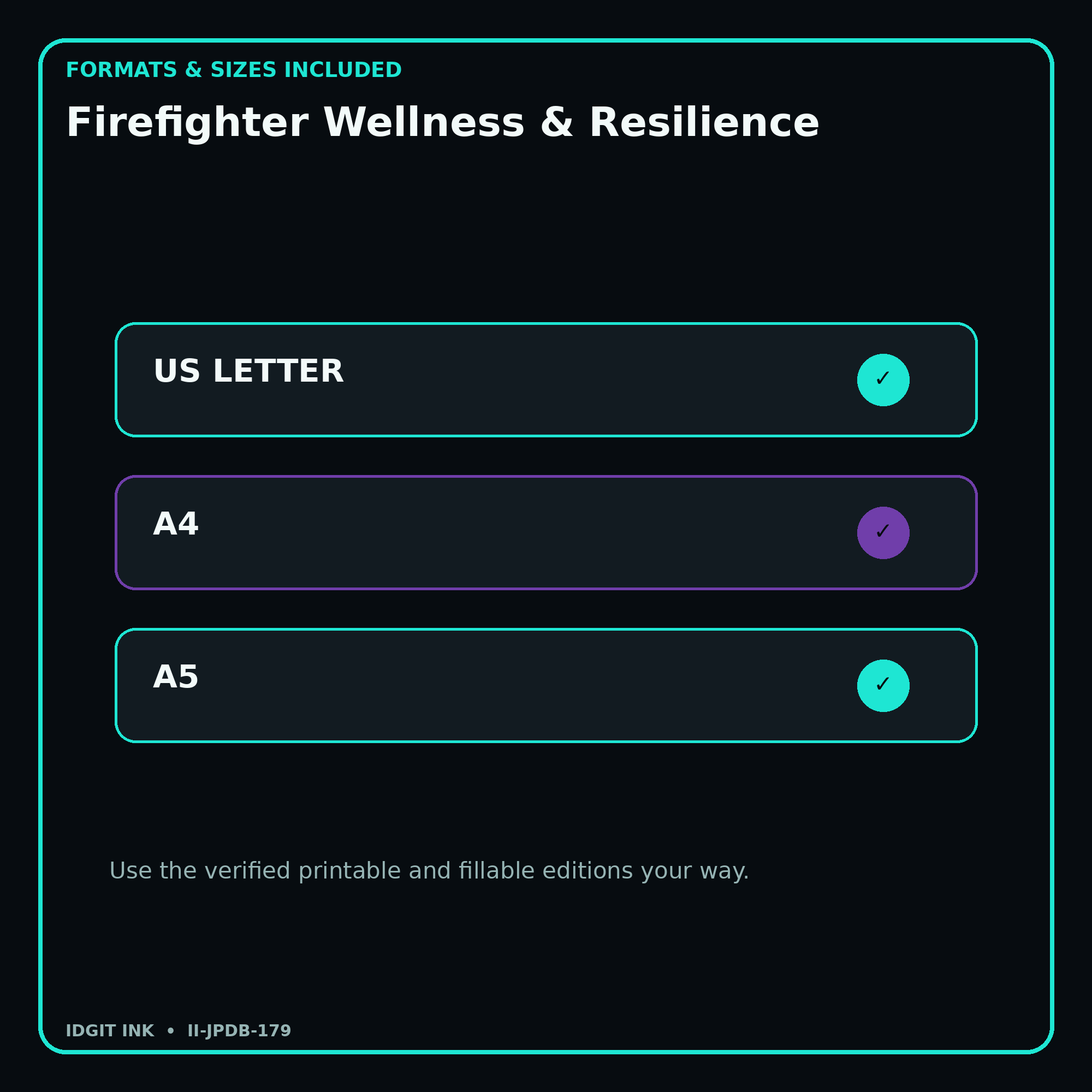 Firefighter Wellness & Resilience digital bundle formats in US Letter A4 and A5