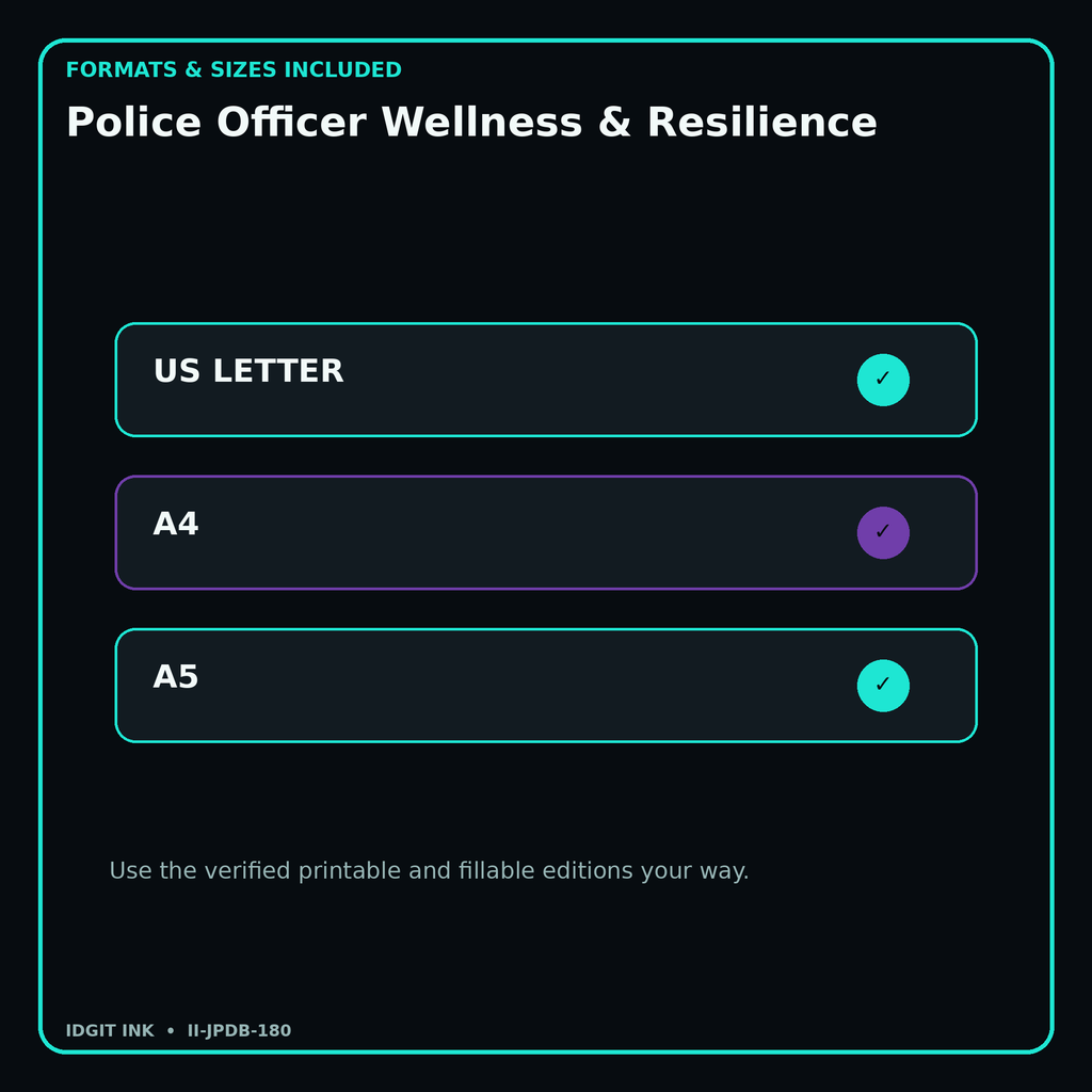 Police Officer Wellness & Resilience digital bundle formats in US Letter A4 and A5