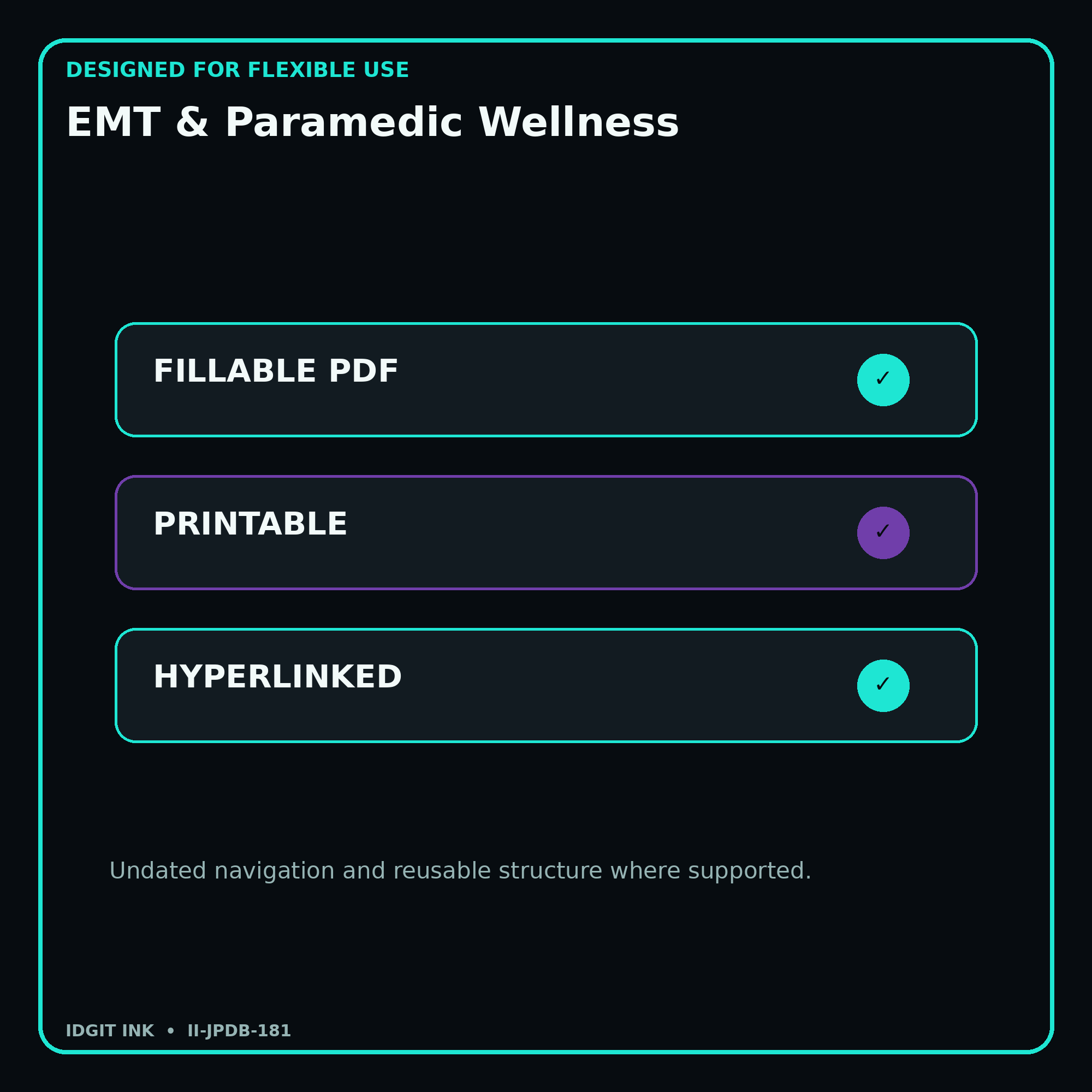 EMT & Paramedic Wellness fillable printable and hyperlinked digital features