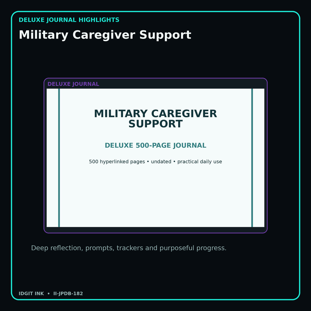 Military Caregiver Support deluxe digital journal features and guided reflection pages