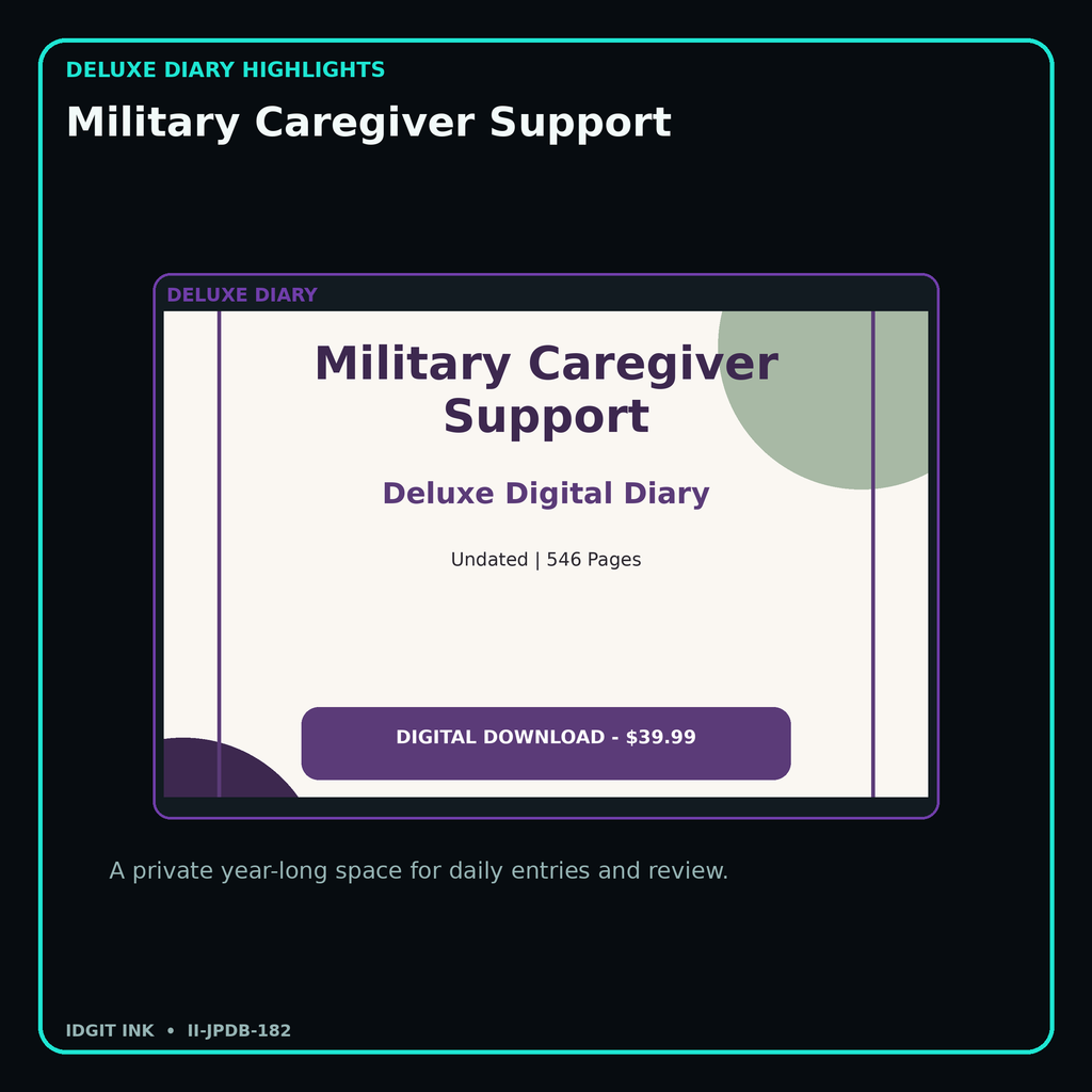 Military Caregiver Support deluxe digital diary features and undated daily entries