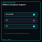 Military Caregiver Support digital bundle formats in US Letter A4 and A5
