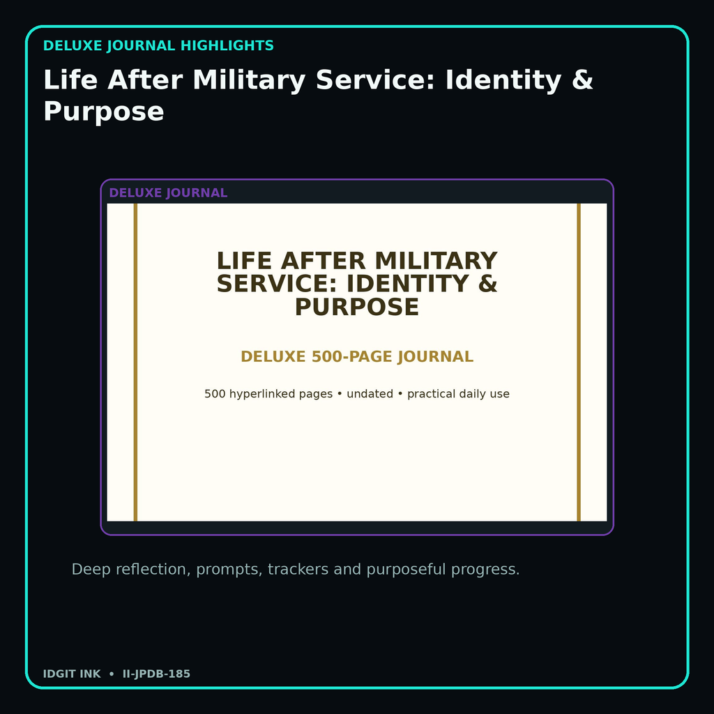 Life After Military Service: Identity & Purpose deluxe digital journal features and guided reflection pages