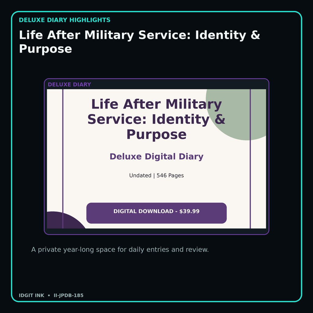 Life After Military Service: Identity & Purpose deluxe digital diary features and undated daily entries