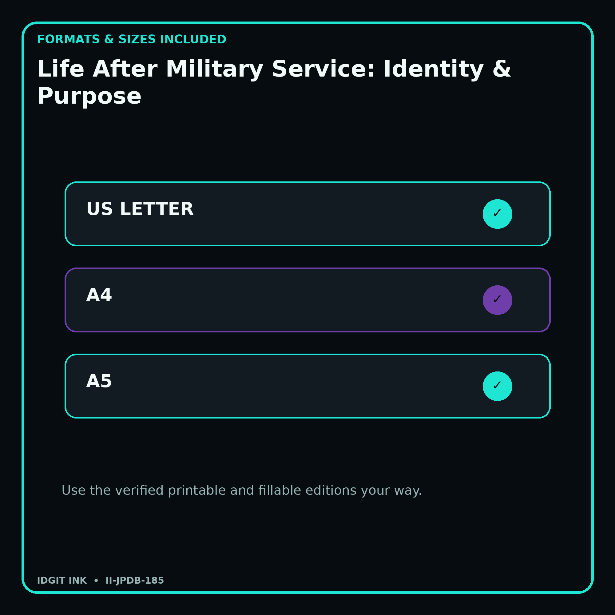 Life After Military Service: Identity & Purpose digital bundle formats in US Letter A4 and A5