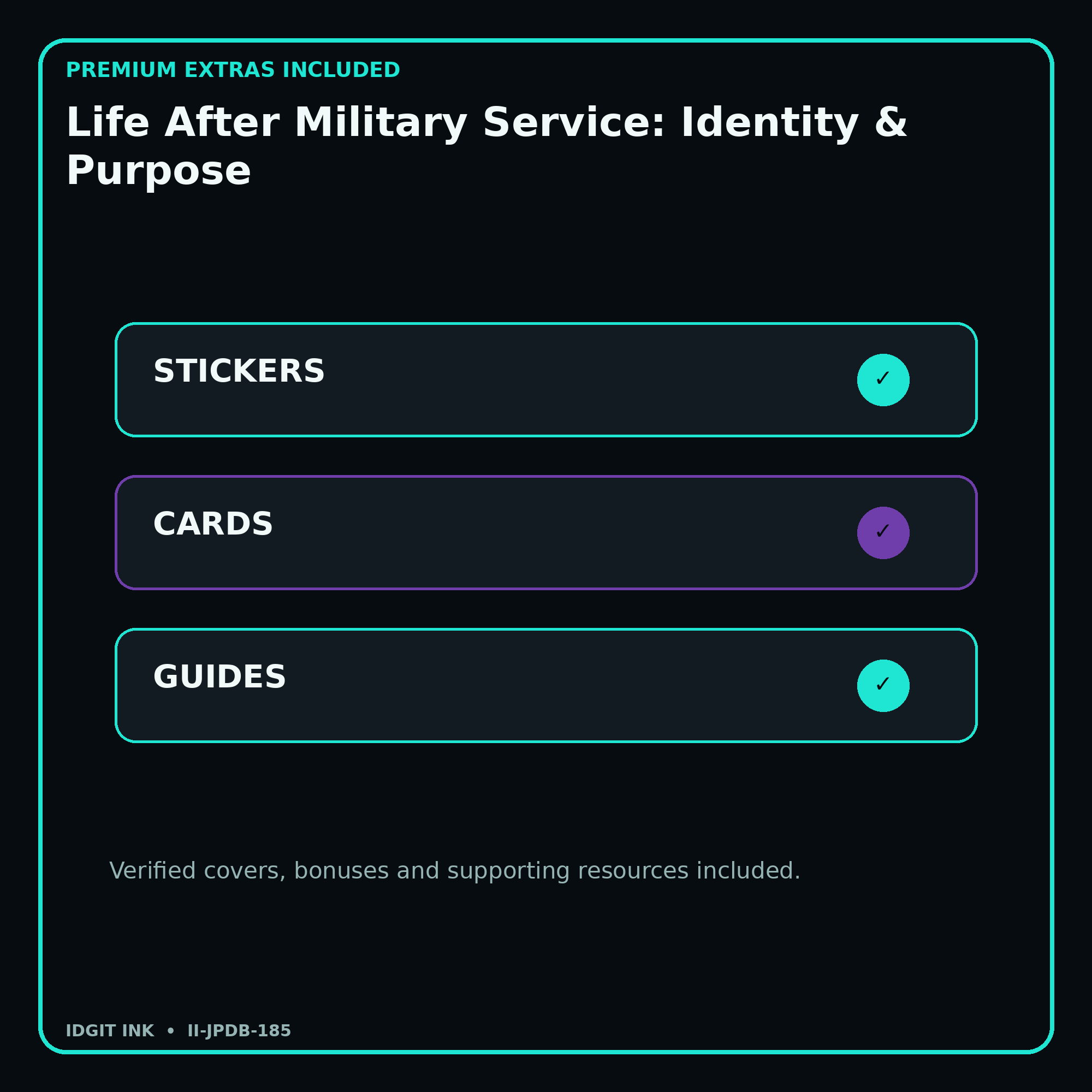 Life After Military Service: Identity & Purpose stickers cards covers guides and verified bundle bonuses