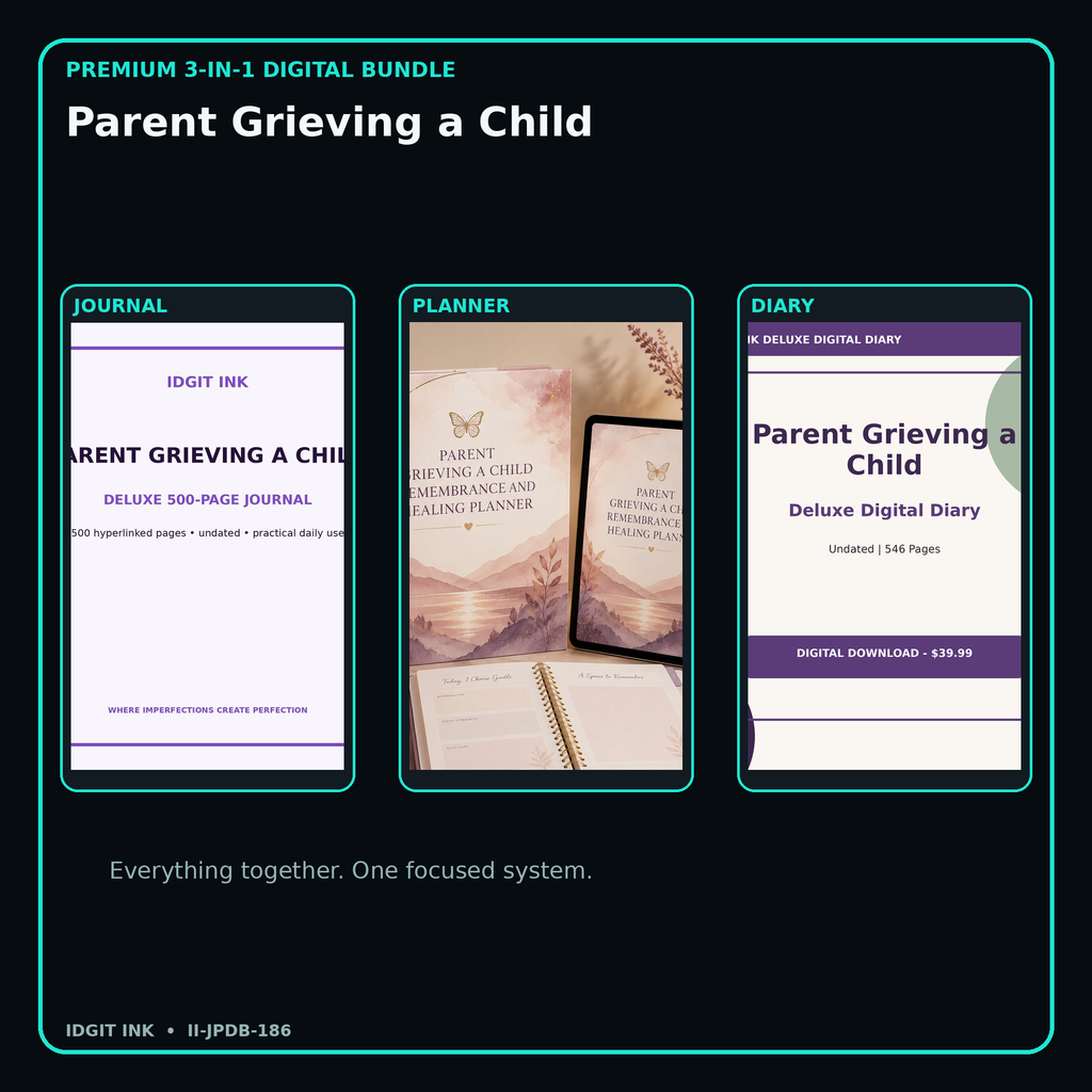 Parent Grieving a Child premium digital journal planner and diary bundle cover