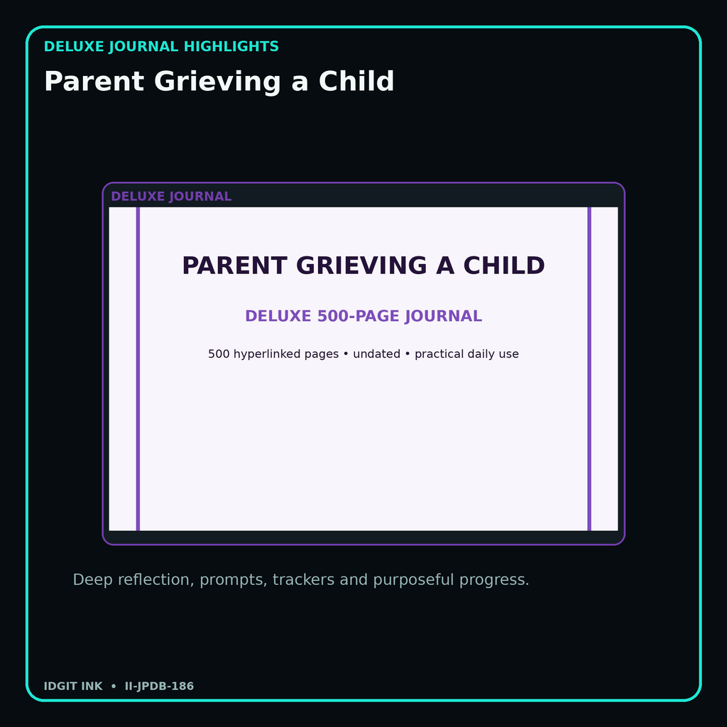 Parent Grieving a Child deluxe digital journal features and guided reflection pages