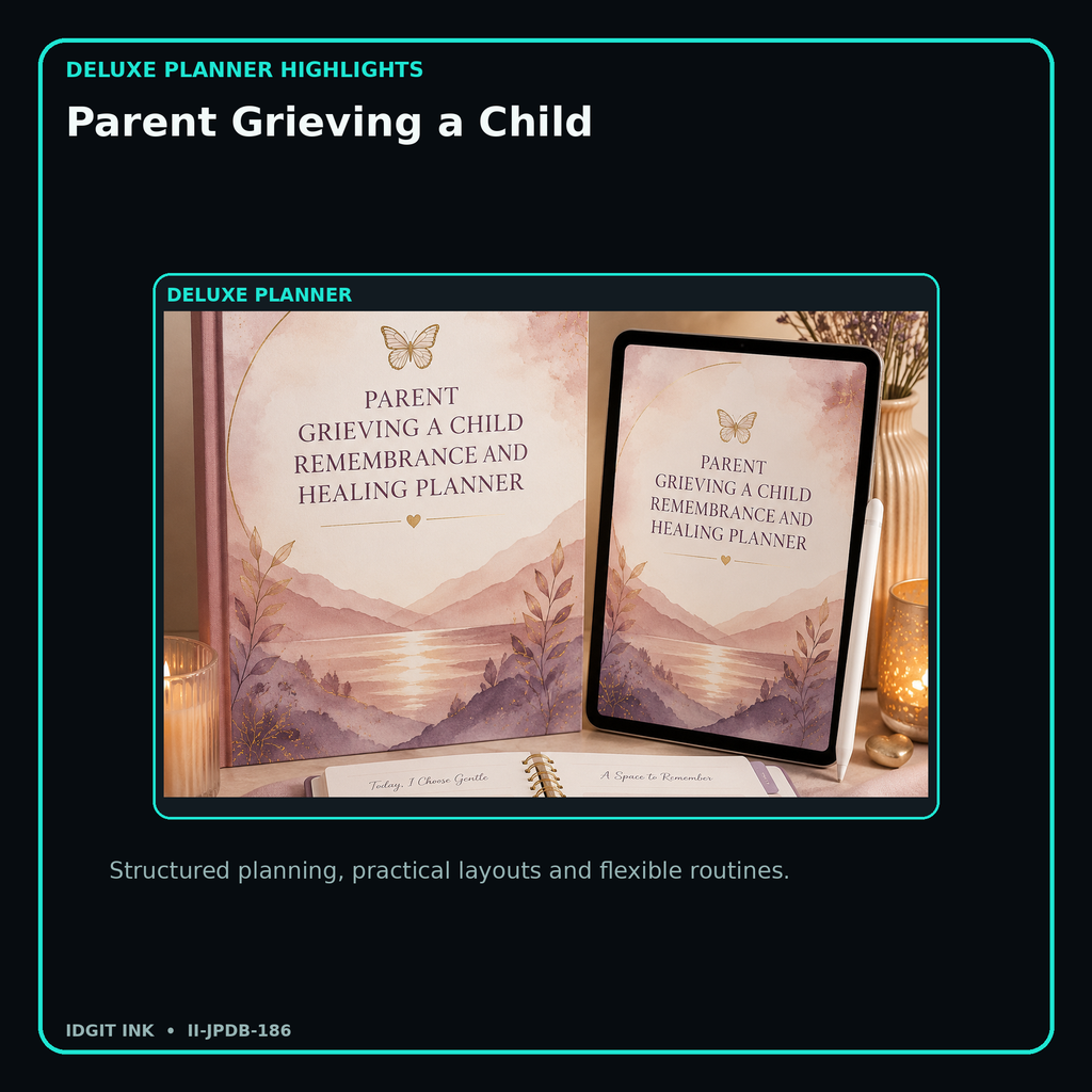 Parent Grieving a Child deluxe digital planner features and flexible organization
