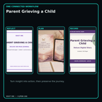 Parent Grieving a Child connected journal planner diary workflow and customer benefits